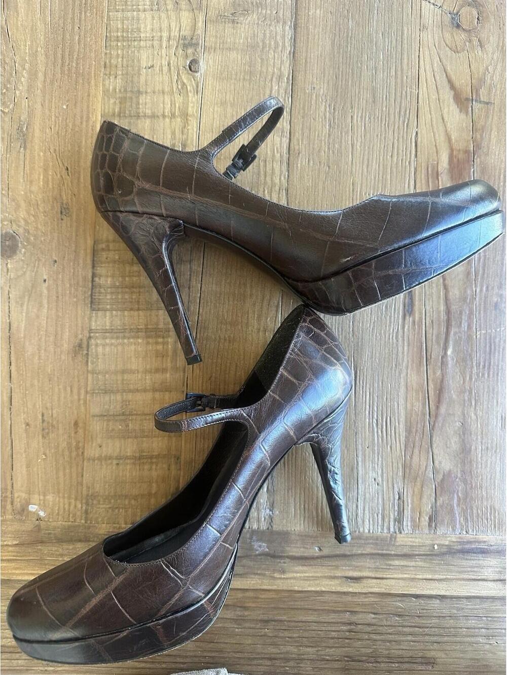Stuart Weitzman Women's High Heel Brown Leather Platform